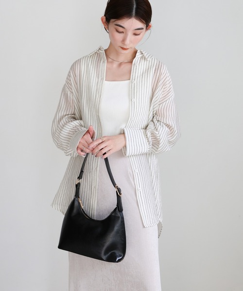 select MOCA（セレクトモカ）の「フェイクレザーミニホーボーバッグ≪軽量250g≫（ハンドバッグ・レディース・ブラウン/ブラック・FREE）」の14枚目の写真