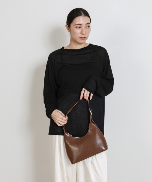 select MOCA（セレクトモカ）の「フェイクレザーミニホーボーバッグ≪軽量250g≫（ハンドバッグ・レディース・ブラウン/ブラック・FREE）」の20枚目の写真