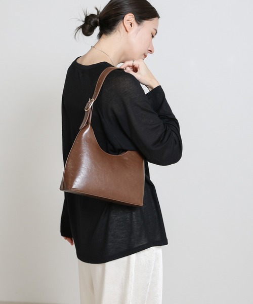 select MOCA（セレクトモカ）の「フェイクレザーミニホーボーバッグ≪軽量250g≫（ハンドバッグ・レディース・ブラウン/ブラック・FREE）」の16枚目の写真