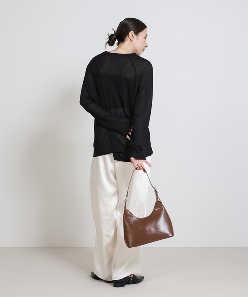 select MOCA（セレクトモカ）の「フェイクレザーミニホーボーバッグ≪軽量250g≫（ハンドバッグ・レディース・ブラウン/ブラック・FREE）」の21枚目の写真