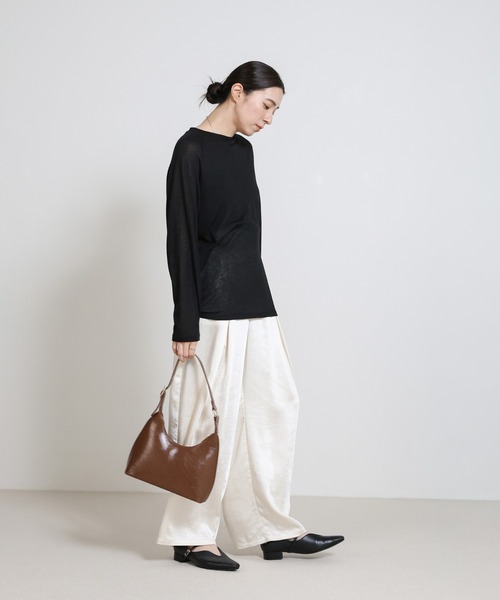 select MOCA（セレクトモカ）の「フェイクレザーミニホーボーバッグ≪軽量250g≫（ハンドバッグ・レディース・ブラウン/ブラック・FREE）」の15枚目の写真