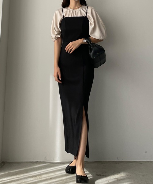 Louere（ルエレ）の「深スリットハイウエストキャミワンピース（ワンピース・レディース・アイボリー/ブラック/ベージュ・SMALL/MEDIUM/LARGE/X-LARGE）」の22枚目の写真