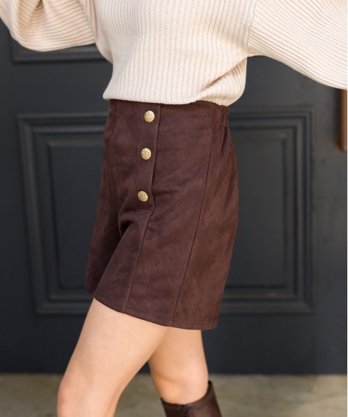 SpRay（スプレイ）の「スエードポンチ金ボタンショートパンツ（チノパンツ・レディース・ブラウン/ブラック・FREE）」の9枚目の写真