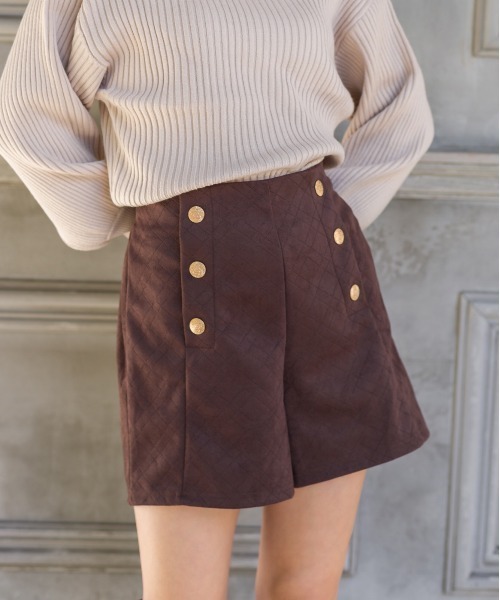 SpRay（スプレイ）の「スエードポンチ金ボタンショートパンツ（チノパンツ・レディース・ブラウン/ブラック・FREE）」の12枚目の写真