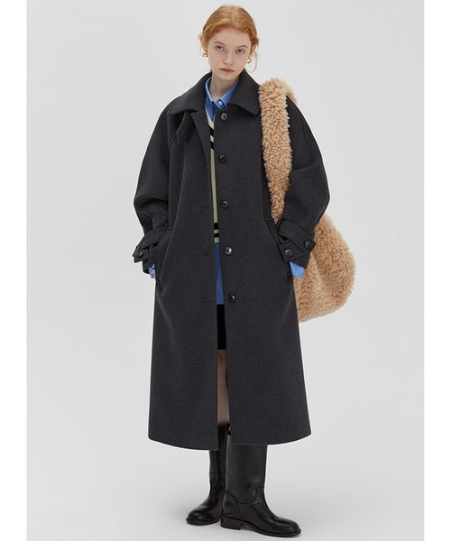 【美品】ダークグレー ロングコート ウエストベルト付き 美品】ダークグレー ロングコート ウエストベルト付き ロングコート