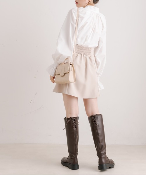 OLIVE des OLIVE(オリーブデオリーブ)の「ダブルフロントボウタイガーリーブラウス(シャツ/ブラウス・レディース・オフホワイト/ホワイト/サックスブルー/スミクロ・FREE)」の7枚目の写真