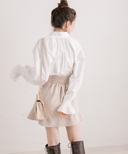 OLIVE des OLIVE(オリーブデオリーブ)の「ダブルフロントボウタイガーリーブラウス(シャツ/ブラウス・レディース・オフホワイト/ホワイト/サックスブルー/スミクロ・FREE)」の10枚目の写真