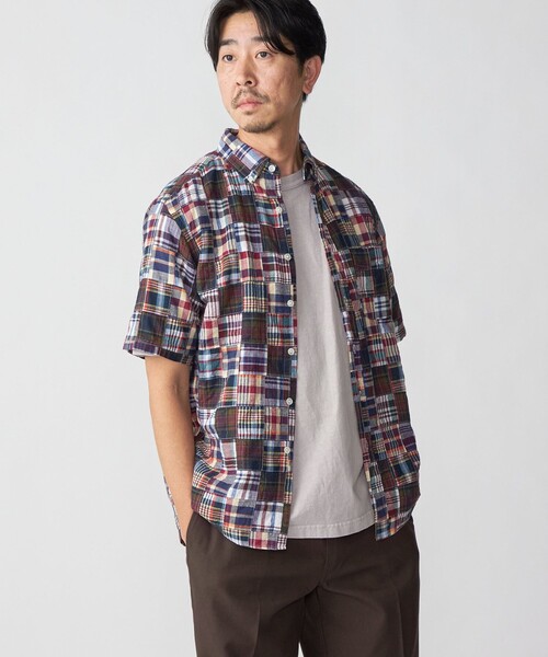 SHIPS(シップス)の「SHIPS: パッチワーク マドラスチェック ボタンダウンシャツ S/S(シャツ/ブラウス・メンズ・その他/グリーン・X-LARGE/LARGE/MEDIUM/SMALL)」の2枚目の写真