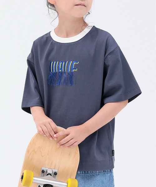 ARCH & LINE（アーチアンドライン）の「オーガニックコットン半袖プリントTシャツ OG COTTON WAVE TEE（Tシャツ/カットソー・キッズ・ダークブルー/ホワイト・XL/M/L/S/XS）」の2枚目の写真
