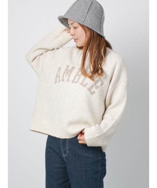 Lugnoncure（ルノンキュール）の「ジャカードロゴニット（ニット/セーター・レディース・イエロー/グレー/オフホワイト・ﾌﾘ-）」の2枚目の写真