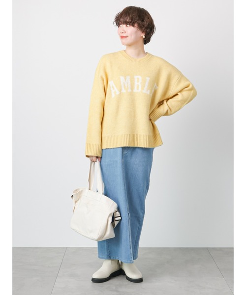 Lugnoncure（ルノンキュール）の「ジャカードロゴニット（ニット/セーター・レディース・イエロー/グレー/オフホワイト・ﾌﾘ-）」の6枚目の写真