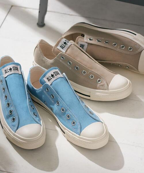 CONVERSE ALL STAR（コンバースオールスター）の「【CONVERSE ALL STAR】スリップオンスニーカー（スニーカー・レディース・スカイブルー/ベージュ・23.5/24/23）」の4枚目の写真