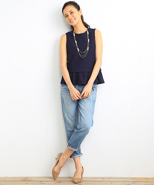 B:MING by BEAMS(ビーミングバイビームス)の「<InRed 6月号掲載>ビーミング by ビームス / レースペプラムブラウス(シャツ/ブラウス・レディース・ホワイト/ネイビー・MEDIUM/SMALL)」の3枚目の写真