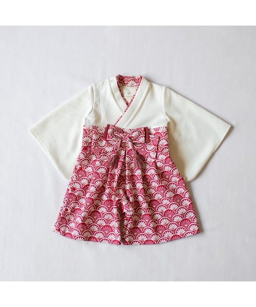 mocmof（モクモフ）の「袴ロンパース（着物・キッズ・グリーン系その他4/ブラック/レッド/ピンク・70cm/90cm/80ｃｍ）」の6枚目の写真