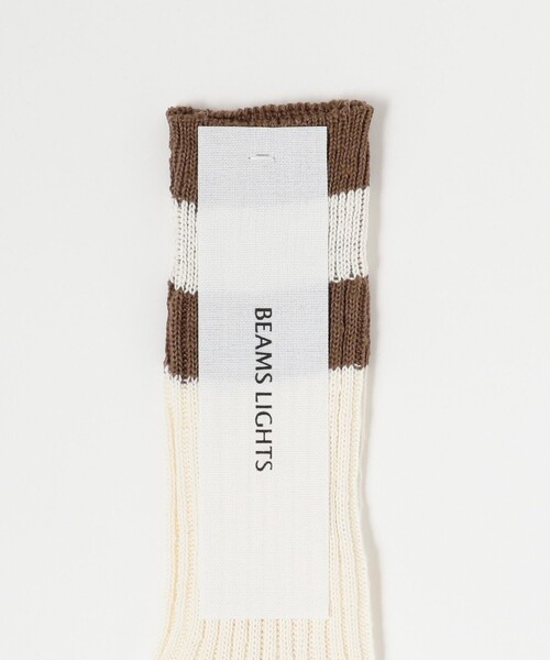 BEAMS LIGHTS（ビームスライツ）の「BEAMS LIGHTS / スラブ ライン ソックス（ソックス/靴下・メンズ・ナチュラル/ブラック・ONE SIZE）」の3枚目の写真
