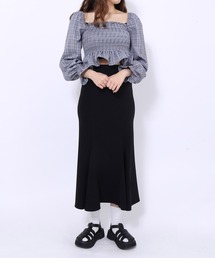 シャーリングショートブラウス