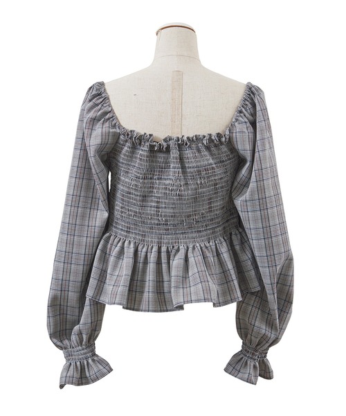 PUNYUS（プニュズ）の「シャーリングショートブラウス（シャツ/ブラウス・レディース・ピンク/グレー/ベージュ・1/2/3/4）」の12枚目の写真