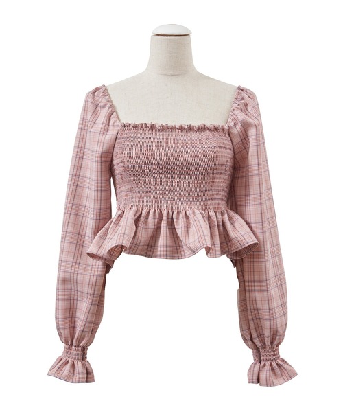 PUNYUS（プニュズ）の「シャーリングショートブラウス（シャツ/ブラウス・レディース・ピンク/グレー/ベージュ・1/2/3/4）」の13枚目の写真