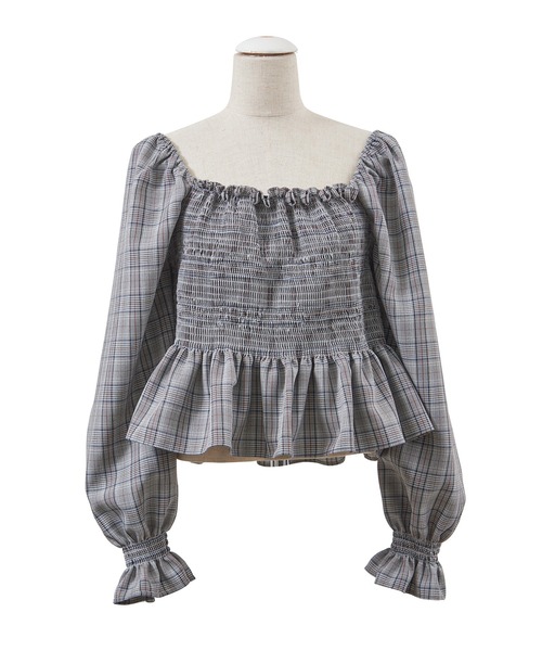 PUNYUS（プニュズ）の「シャーリングショートブラウス（シャツ/ブラウス・レディース・ピンク/グレー/ベージュ・1/2/3/4）」の19枚目の写真