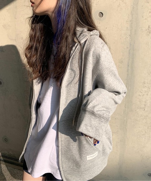 DAY CLOSET（デイ クローゼット）の「レディース スリットポッケのジップアップフードパーカー（パーカー・レディース・ネイビー/グレー/ブルー/グリーン/キナリ・ONE SIZE）」の10枚目の写真