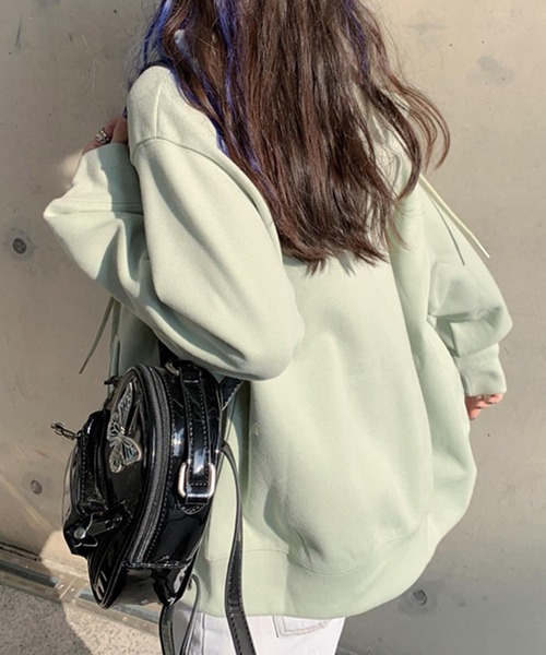 DAY CLOSET（デイ クローゼット）の「レディース スリットポッケのジップアップフードパーカー（パーカー・レディース・ネイビー/グレー/ブルー/グリーン/キナリ・ONE SIZE）」の13枚目の写真