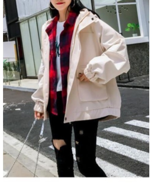 Ritzy（リッツィー）の「オーバーサイズマウンテンパーカー（マウンテンパーカー・レディース・アイボリー/ピンク/ブラック・L/M）」の4枚目の写真