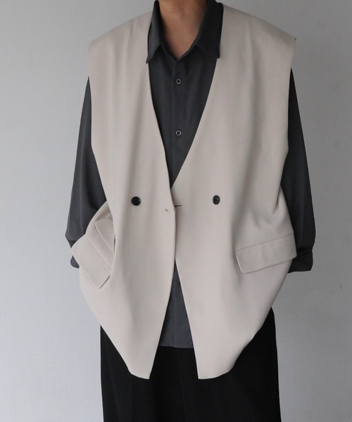 NILWAY（ニルウェイ）の「フェードカラーテーラード ベスト/セットアップ着用可能（ベスト・メンズ・アイボリー/モカ/ブラック/カーキ・LARGE/MEDIUM）」の3枚目の写真