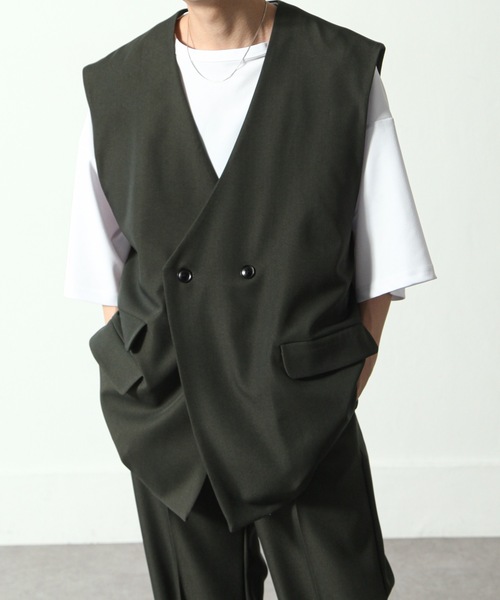 NILWAY（ニルウェイ）の「フェードカラーテーラード ベスト/セットアップ着用可能（ベスト・メンズ・アイボリー/モカ/ブラック/カーキ・LARGE/MEDIUM）」の16枚目の写真