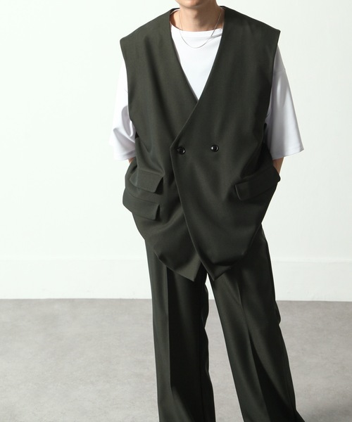 NILWAY（ニルウェイ）の「フェードカラーテーラード ベスト/セットアップ着用可能（ベスト・メンズ・アイボリー/モカ/ブラック/カーキ・LARGE/MEDIUM）」の14枚目の写真