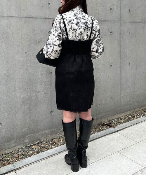 MAJESTIC LEGON(マジェスティックレゴン)の「ツイードミニキャミワンピ(ワンピース・レディース・ブラック/アイボリー/グリーン系その他・MEDIUM)」の6枚目の写真