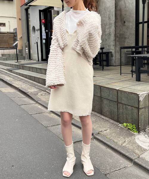 MAJESTIC LEGON(マジェスティックレゴン)の「ツイードミニキャミワンピ(ワンピース・レディース・ブラック/アイボリー/グリーン系その他・MEDIUM)」の13枚目の写真