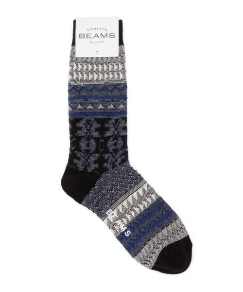 BEAMS（ビームス）の「BEAMS / ネイティブ ジャカード ソックス（ソックス/靴下・メンズ・ライトグレー/ブラック/レッド/ネイビー・ONE SIZE）」の2枚目の写真