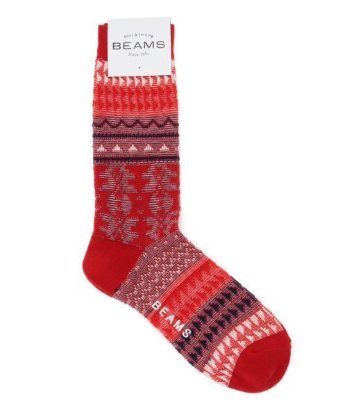BEAMS（ビームス）の「BEAMS / ネイティブ ジャカード ソックス（ソックス/靴下・メンズ・ライトグレー/ブラック/レッド/ネイビー・ONE SIZE）」の17枚目の写真