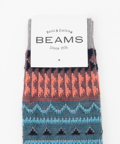 BEAMS（ビームス）の「BEAMS / ネイティブ ジャカード ソックス（ソックス/靴下・メンズ・ライトグレー/ブラック/レッド/ネイビー・ONE SIZE）」の5枚目の写真