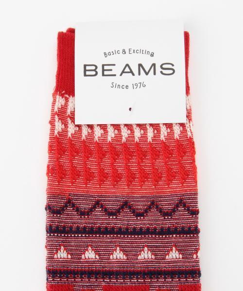 BEAMS（ビームス）の「BEAMS / ネイティブ ジャカード ソックス（ソックス/靴下・メンズ・ライトグレー/ブラック/レッド/ネイビー・ONE SIZE）」の15枚目の写真