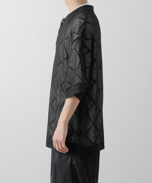 NULL（ヌル）の「【NULL】レース編み ポロシャツ（ポロシャツ・メンズ・グレイッシュベージュ/ブラック/グリーン・MEDIUM/LARGE）」の14枚目の写真