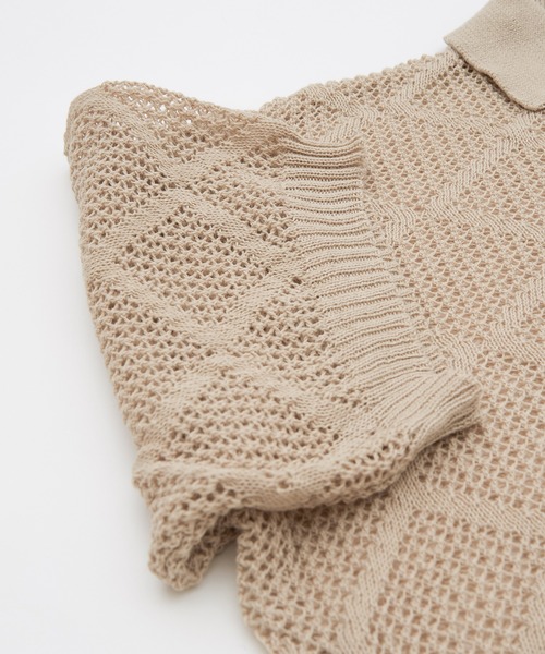 NULL（ヌル）の「【NULL】レース編み ポロシャツ（ポロシャツ・メンズ・グレイッシュベージュ/ブラック/グリーン・MEDIUM/LARGE）」の13枚目の写真