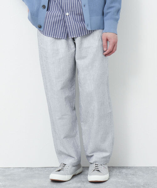 NOLLEY'S goodman（ノーリーズグッドマン）の「【WORK ABOUT/ワークアバウト】COMMON PANTS リネン混ワイドイージーパンツ（その他パンツ・メンズ・ネイビー/ホワイト系その他/ブルー系その他/ダークブラウン・M/L）」の2枚目の写真