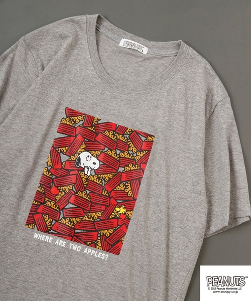 PEANUTS(ピーナッツ)の「PEANUTS スヌーピー 半袖Tシャツ(Tシャツ/カットソー・メンズ・ホワイト/アイボリー/グレイッシュブルー/ピンク/ネイビー/ブルー/ライトグリーン/ホワイト系その他/ブラック/杢グレー・S/M/LL/L)」の5枚目の写真