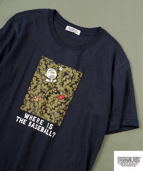 PEANUTS(ピーナッツ)の「PEANUTS スヌーピー 半袖Tシャツ(Tシャツ/カットソー・メンズ・ホワイト/アイボリー/グレイッシュブルー/ピンク/ネイビー/ブルー/ライトグリーン/ホワイト系その他/ブラック/杢グレー・S/M/LL/L)」の7枚目の写真