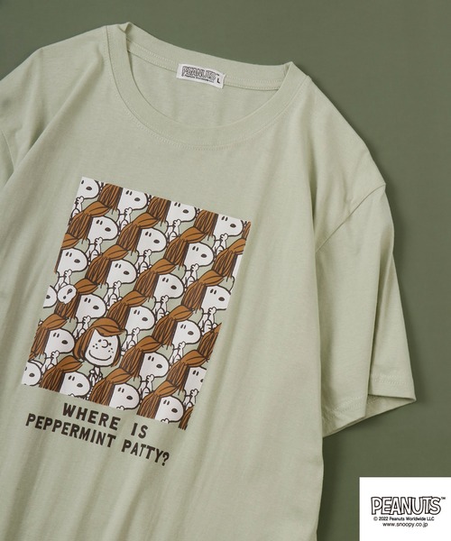 PEANUTS(ピーナッツ)の「PEANUTS スヌーピー 半袖Tシャツ(Tシャツ/カットソー・メンズ・ホワイト/アイボリー/グレイッシュブルー/ピンク/ネイビー/ブルー/ライトグリーン/ホワイト系その他/ブラック/杢グレー・S/M/LL/L)」の6枚目の写真