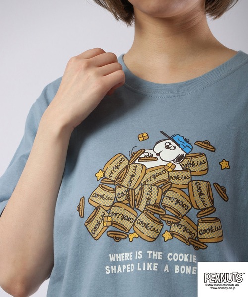 PEANUTS(ピーナッツ)の「PEANUTS スヌーピー 半袖Tシャツ(Tシャツ/カットソー・メンズ・ホワイト/アイボリー/グレイッシュブルー/ピンク/ネイビー/ブルー/ライトグリーン/ホワイト系その他/ブラック/杢グレー・S/M/LL/L)」の14枚目の写真