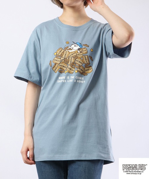 PEANUTS(ピーナッツ)の「PEANUTS スヌーピー 半袖Tシャツ(Tシャツ/カットソー・メンズ・ホワイト/アイボリー/グレイッシュブルー/ピンク/ネイビー/ブルー/ライトグリーン/ホワイト系その他/ブラック/杢グレー・S/M/LL/L)」の15枚目の写真