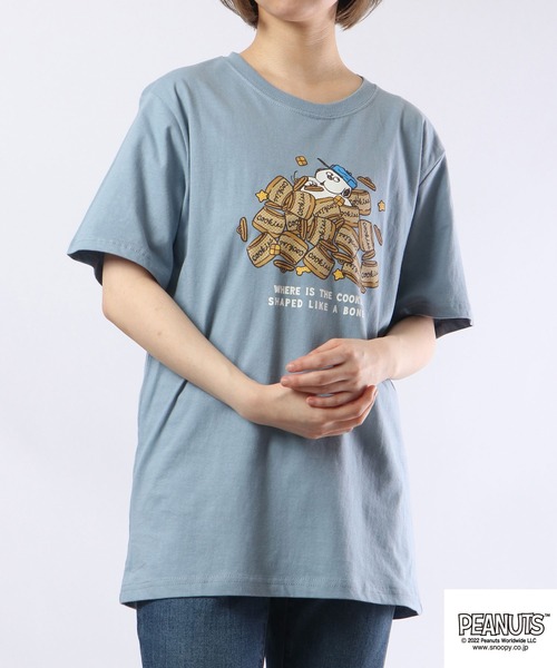 PEANUTS(ピーナッツ)の「PEANUTS スヌーピー 半袖Tシャツ(Tシャツ/カットソー・メンズ・ホワイト/アイボリー/グレイッシュブルー/ピンク/ネイビー/ブルー/ライトグリーン/ホワイト系その他/ブラック/杢グレー・S/M/LL/L)」の16枚目の写真