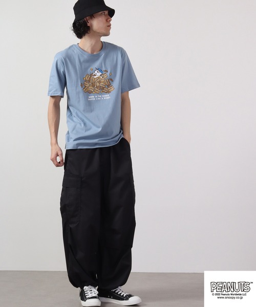 PEANUTS(ピーナッツ)の「PEANUTS スヌーピー 半袖Tシャツ(Tシャツ/カットソー・メンズ・ホワイト/アイボリー/グレイッシュブルー/ピンク/ネイビー/ブルー/ライトグリーン/ホワイト系その他/ブラック/杢グレー・S/M/LL/L)」の22枚目の写真