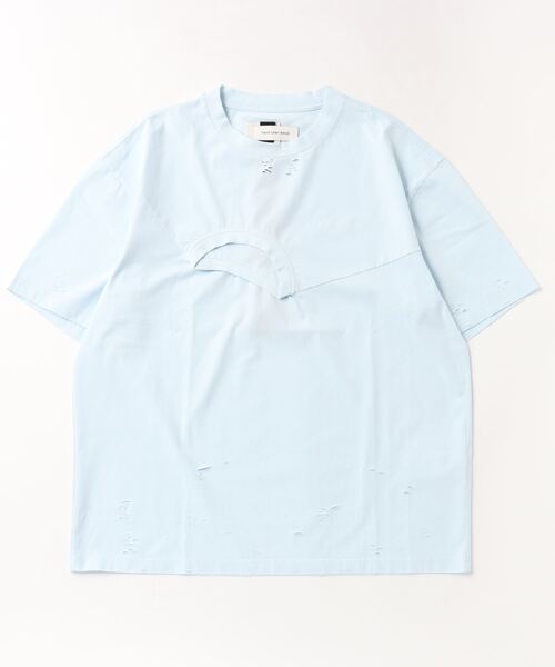 Feng Chen Wang(フェン・チェン・ワン)の「Feng Chen Wang /フェン・チェン・ワン/Distressed T-shirt(Tシャツ/カットソー・メンズ・ブルー/グレー・L)」の1枚目の写真
