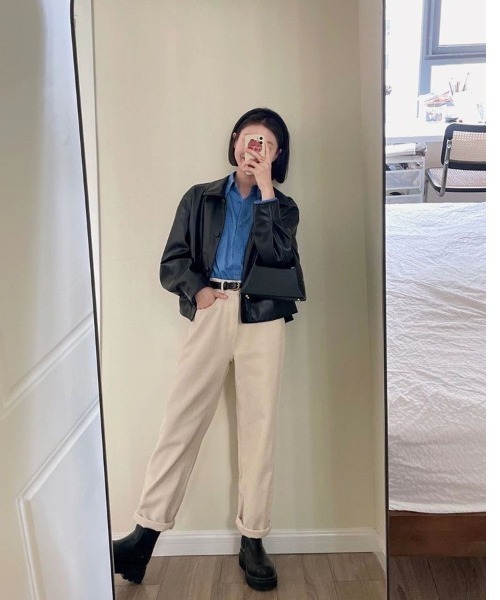 Achic(アシック)の「フェイクレザージャケット(テーラードジャケット・レディース・ブラック・M)」の5枚目の写真