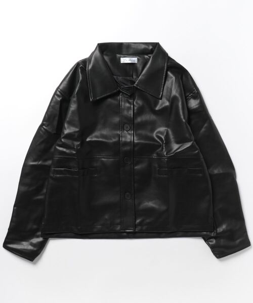 Achic(アシック)の「フェイクレザージャケット(テーラードジャケット・レディース・ブラック・M)」の9枚目の写真