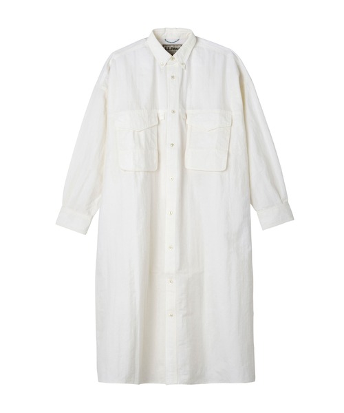 L.L.Bean（エルエルビーン）の「【JAPAN EDITION】ビーンズ・フライ・フィッシング・シャツ・ドレス ジャパン・フィット（シャツワンピース・レディース・ベージュ/アイボリー/サックスブルー・MEDIUM）」の4枚目の写真