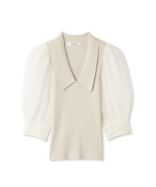 SNIDEL（スナイデル）の「Sustainableシアースリーブニットカラープルオーバー（ニット/セーター・レディース・アイボリー/サックスブルー/ブラック・FREE）」の14枚目の写真